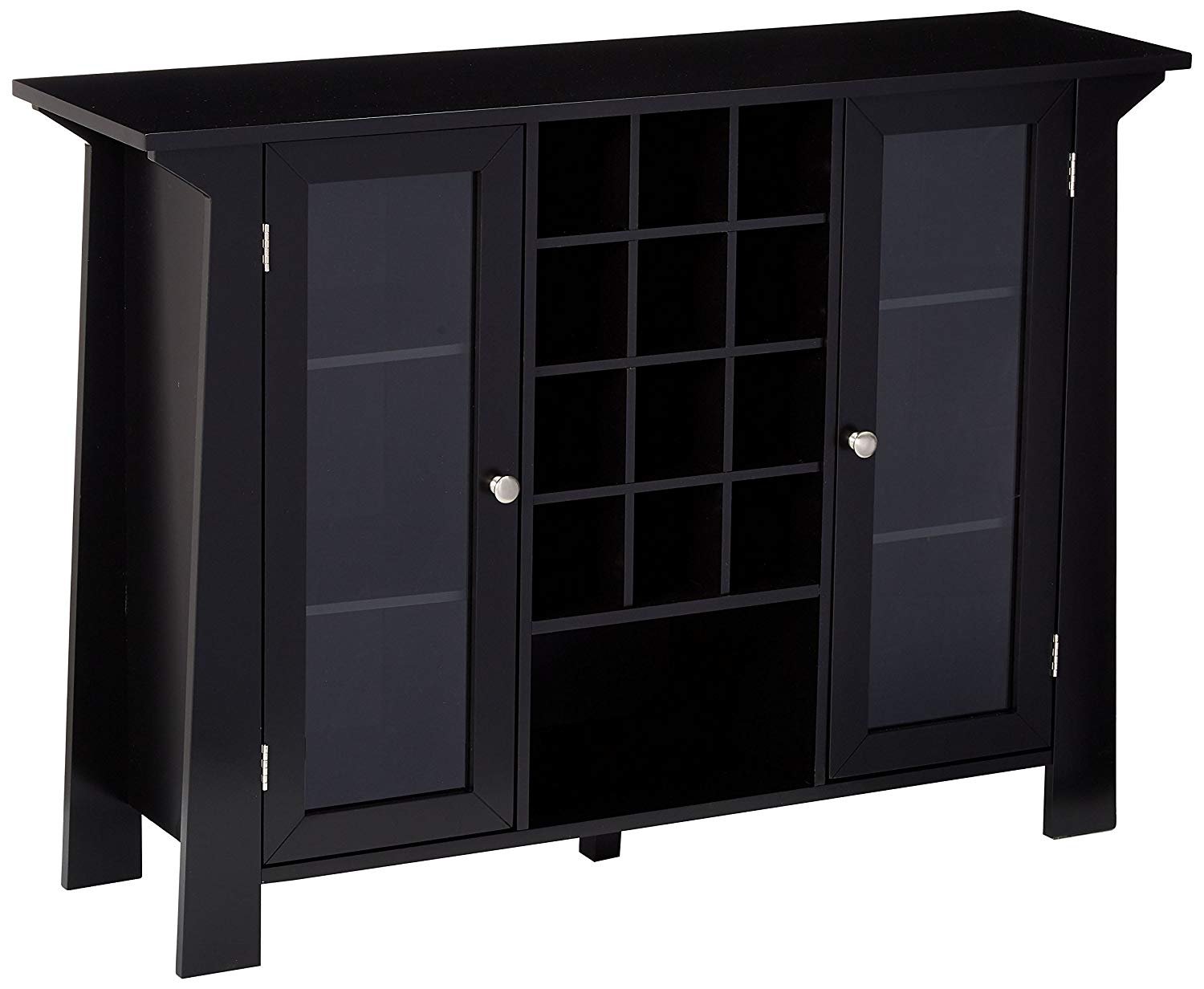 KB Designs - 12-Bottle Wine Rack Sideboard Buffet Bar Cabinet with Storage, Black - Perfect for Dining Room, Living Room, or Home Bar Organization