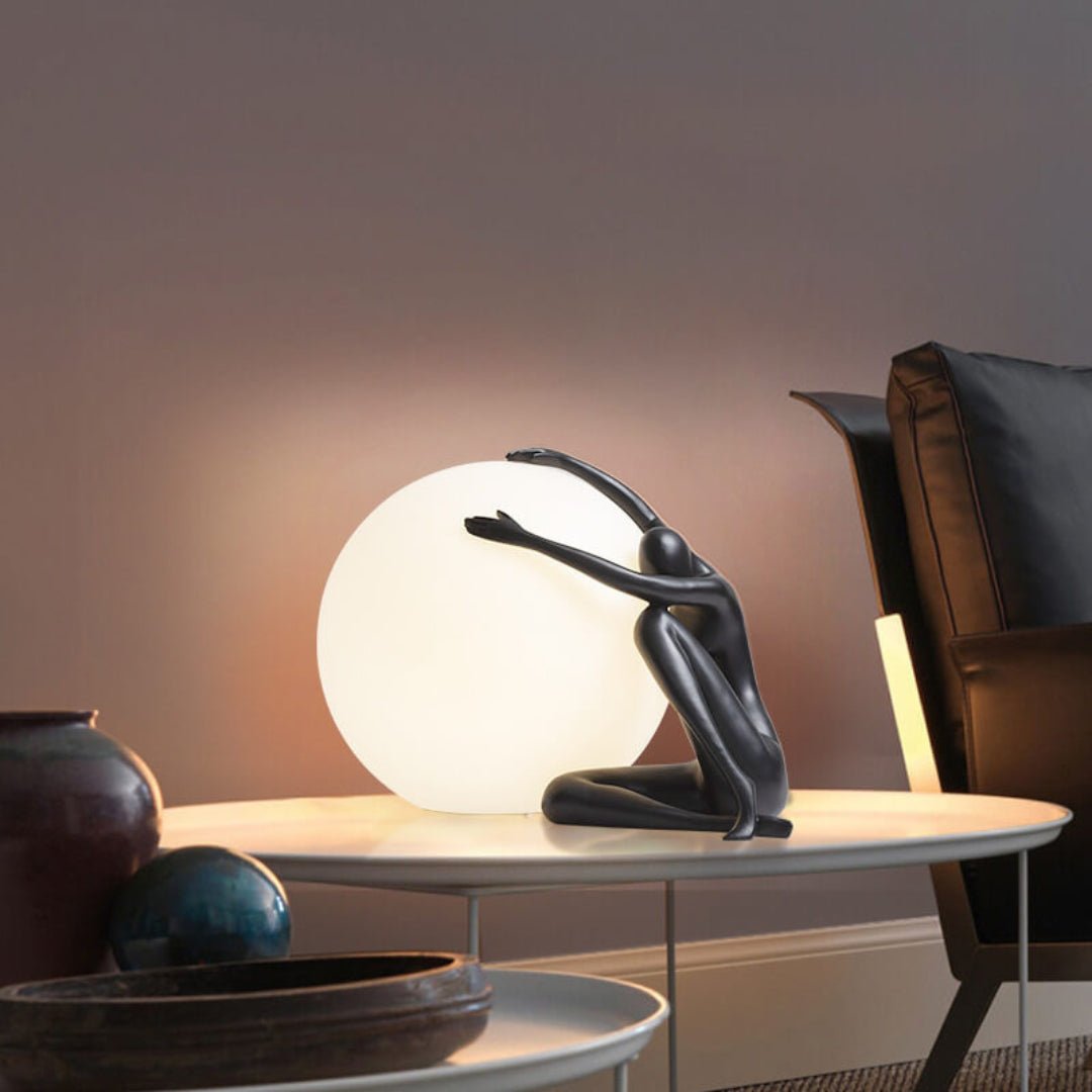 Humanoid Ball Holding Table Lamp - Modern LED Desk Light for Home Office, Bedroom & Study Room - Perfect for Reading, Working & Decor
