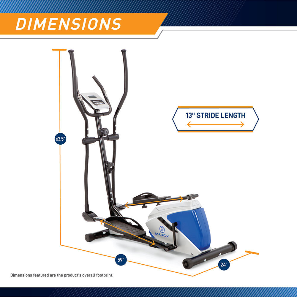 Marcy ME 1017E Magnetic Elliptical Trainer - Low Impact Cardio Machine for Home Gym - Perfect for Small Spaces & Full-Body Workouts