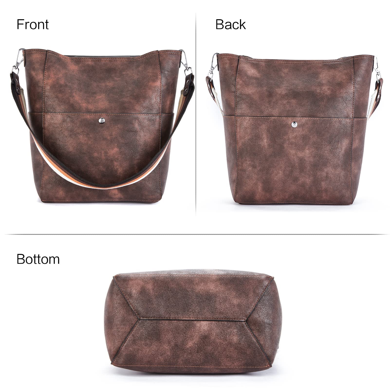 BROMEN Leather Hobo Handbag for Women - Crossbody Purse for Daily Use