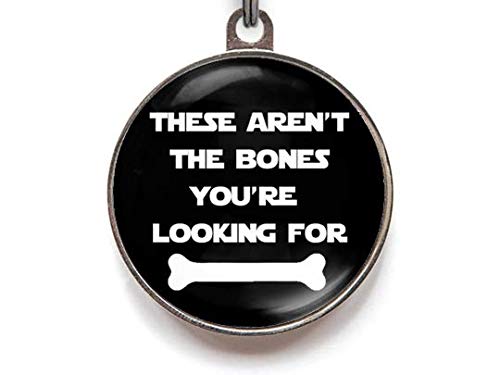 Wag-A-Tude Custom Pet ID Tag - 'These Aren't The Bones You're Looking For' Funny Dog Tag | Free Engraving (Large Size) - Perfect for Dogs & Cats Collars, Gifts for Pet Lovers