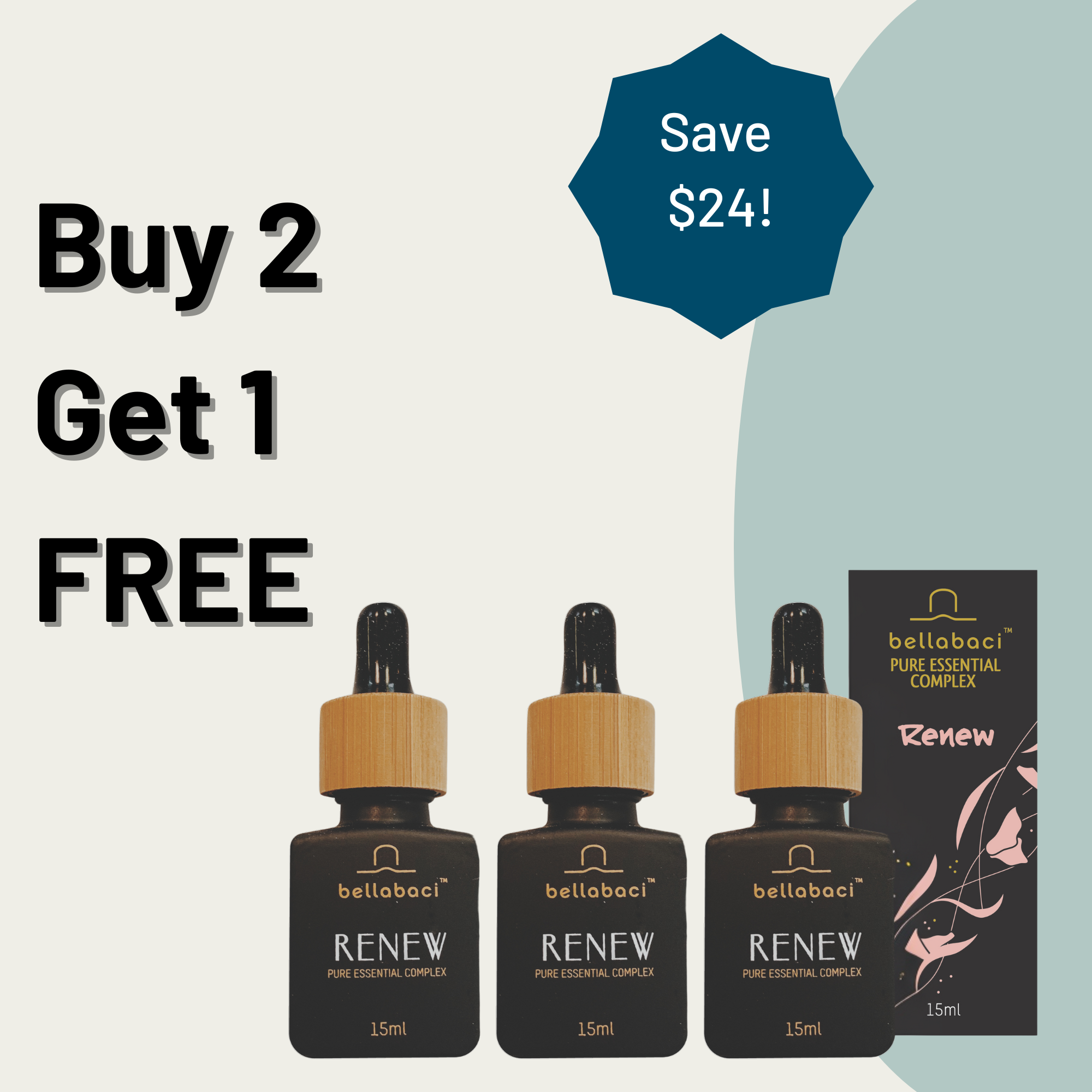 Bellabaci Renew Pure Essential Complex - 15 mL (Buy 2 Get 1 Free) - Skin Renewal & Anti-Aging Treatment for Face & Body - Perfect for Spa Days & At-Home Self-Care Routines