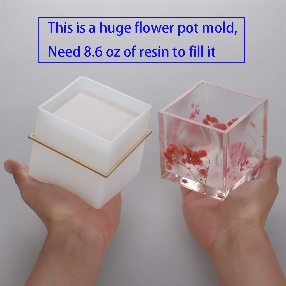 Large Square Resin Planter Molds - DIY Cube Silicone Molds for Flower Pots, Pen Holders & Home Decor - Perfect for Crafting, Wedding Centerpieces & Office Organization