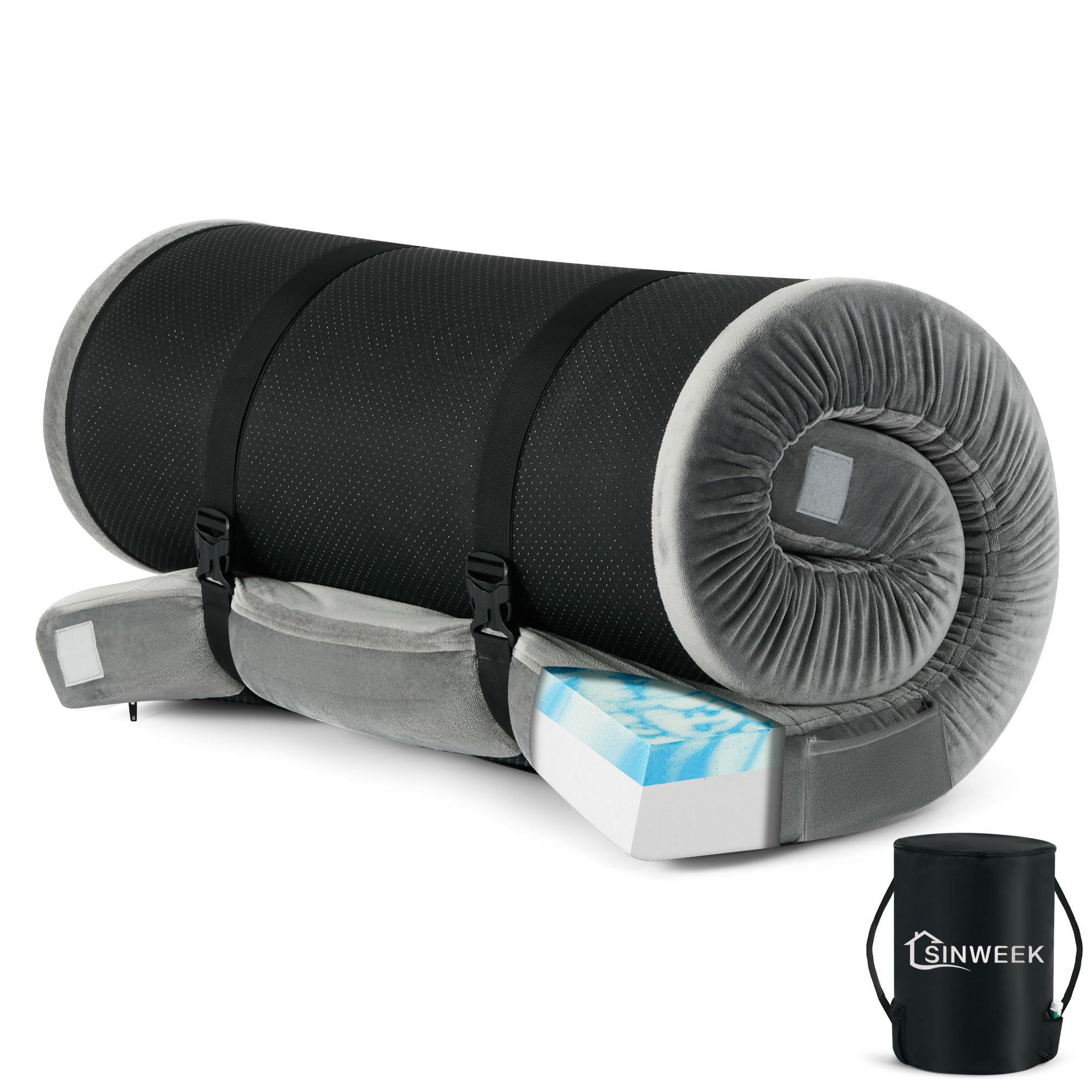 CertiPUR-US Certified Memory Foam Camping Mattress - Waterproof Portable Roll Up Sleeping Pad for Adults - Ideal for Camping, Hiking, Travel, Car & Van Use - Includes Convenient Carrying Bag