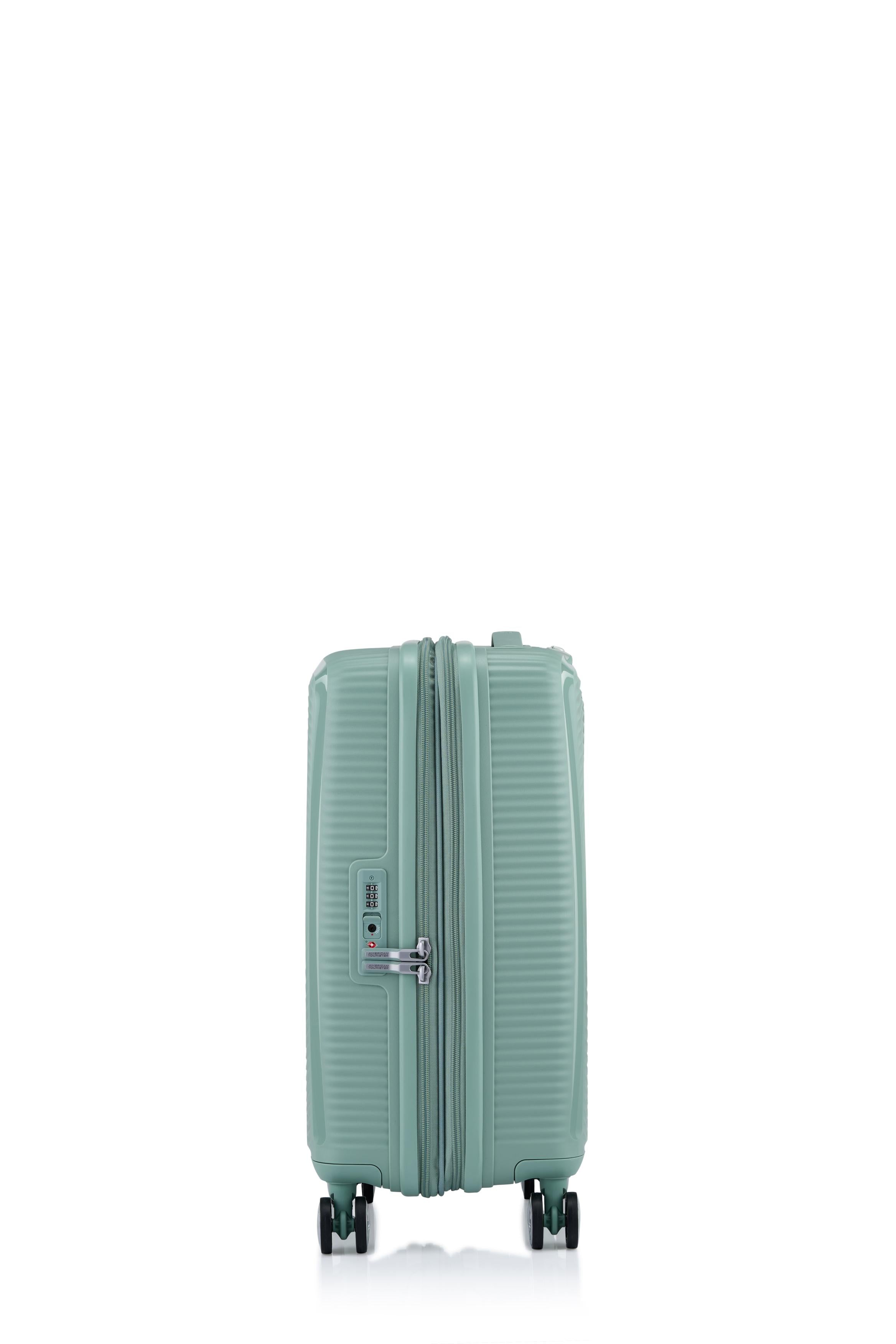 American Tourister 55cm Curio 2.0 Carry-On Luggage - Lightweight Spinner Suitcase with 360° Wheels, Urban Green Color | Perfect for Business Travel & Weekend Getaways