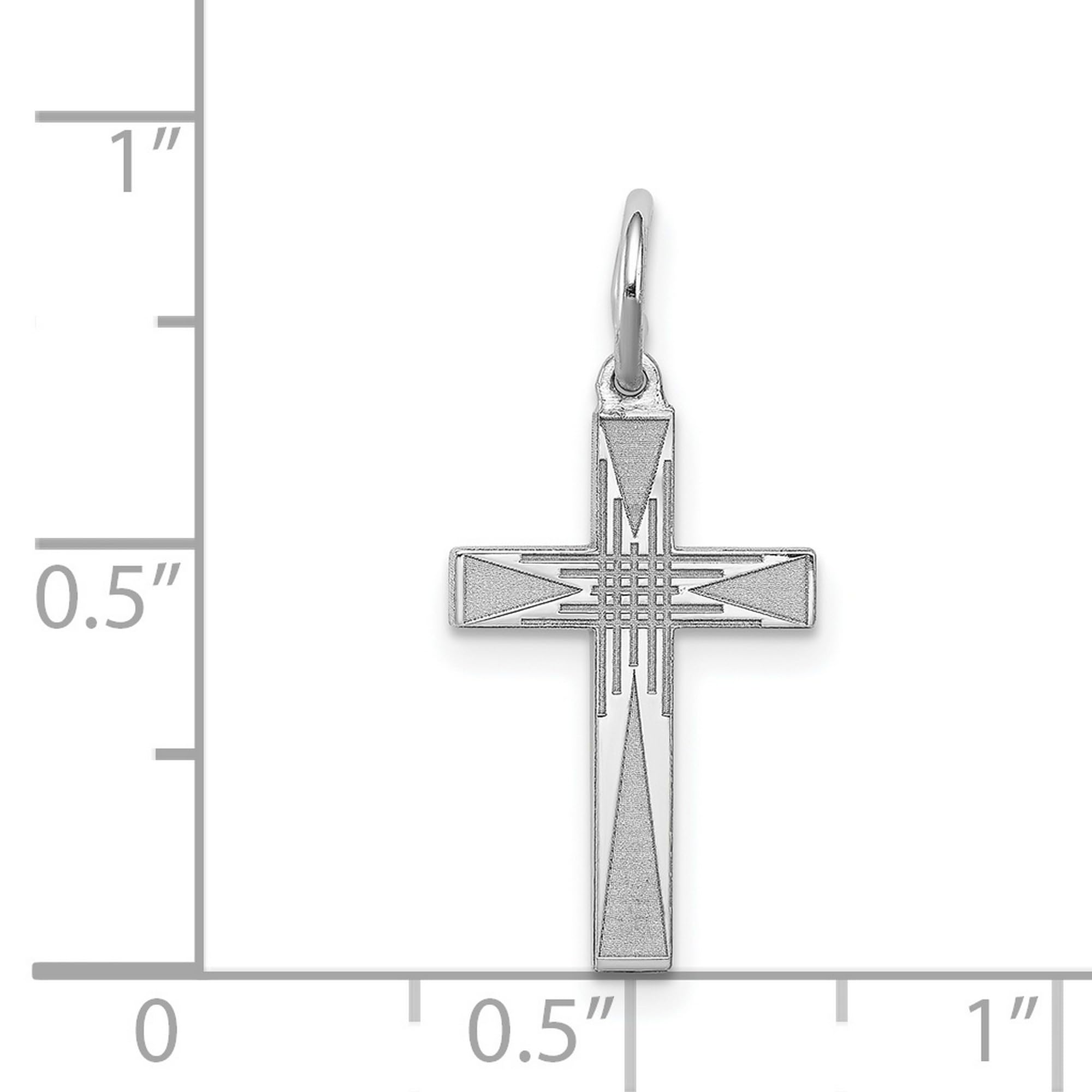 17mm x 10mm Sterling Silver Laser-Engraved Cross Charm Pendant - Perfect for Necklaces, Bracelets & Gift Giving