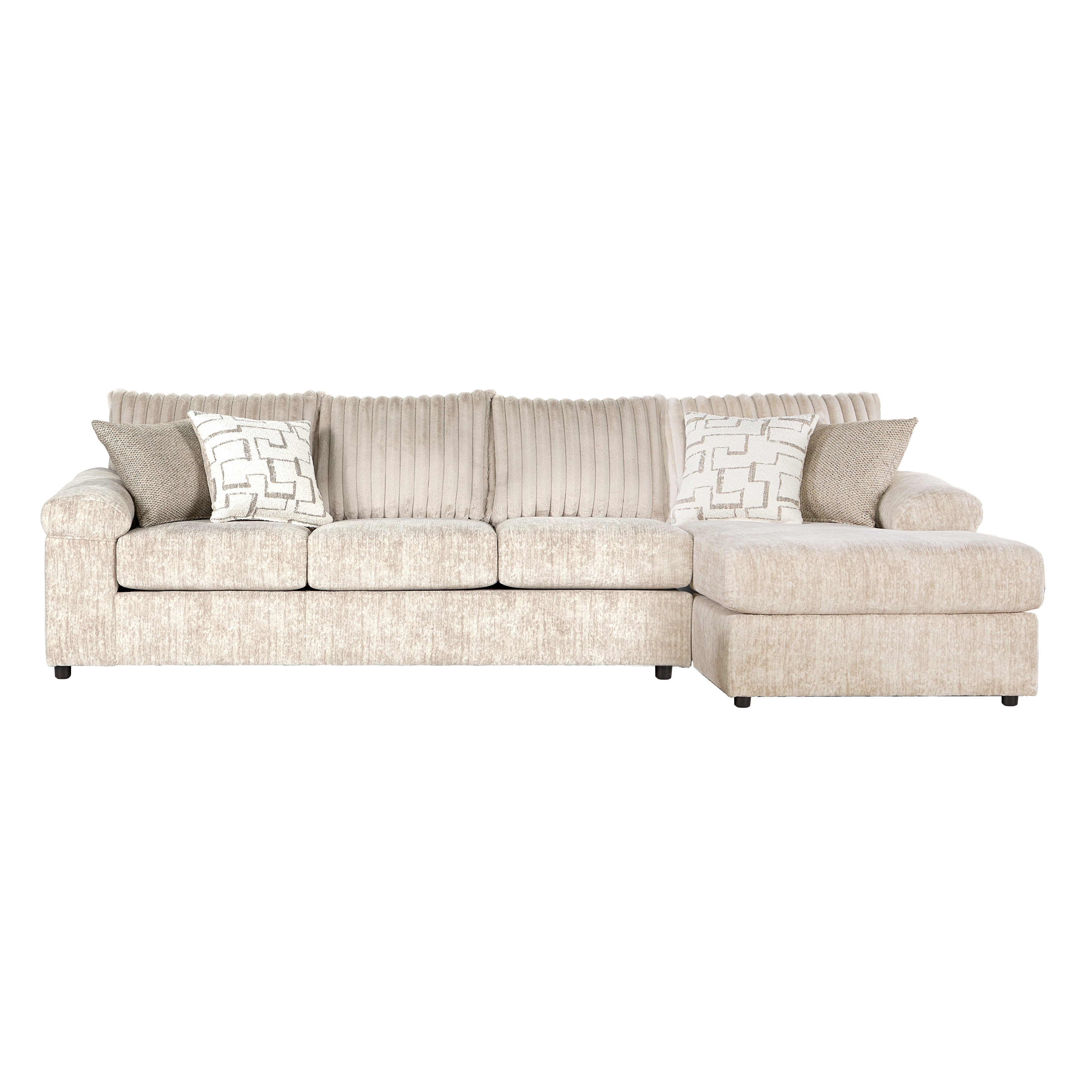 Roundhill Furniture Nason Wide Wale Corduroy Sectional Sofa Chaise - Modern L-Shaped Couch with Chaise Lounge for Living Room, Family Room & Home Theater Comfort