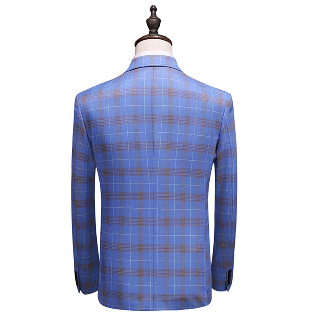 Men's 3-Piece Slim Fit Plaid Tuxedo Suit Set (Blazer, Vest & Pants) for Wedding, Groomsmen & Formal Events - Two Button Double Breasted Business Suit for Prom, Office & Special Occasions