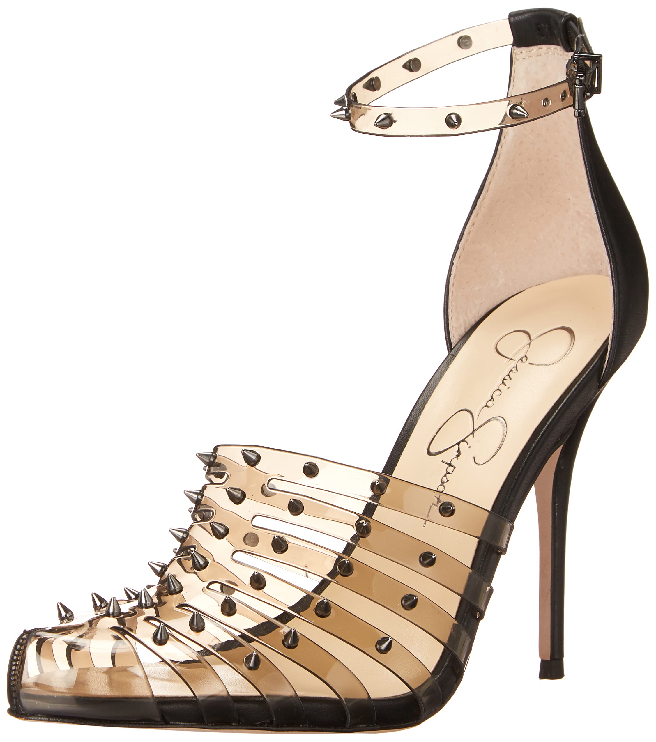 Jessica Simpson Westah Women's Studded Faux Leather Caged Dress Heels - Stylish Party Pumps for Evening Events, Date Nights & Special Occasions