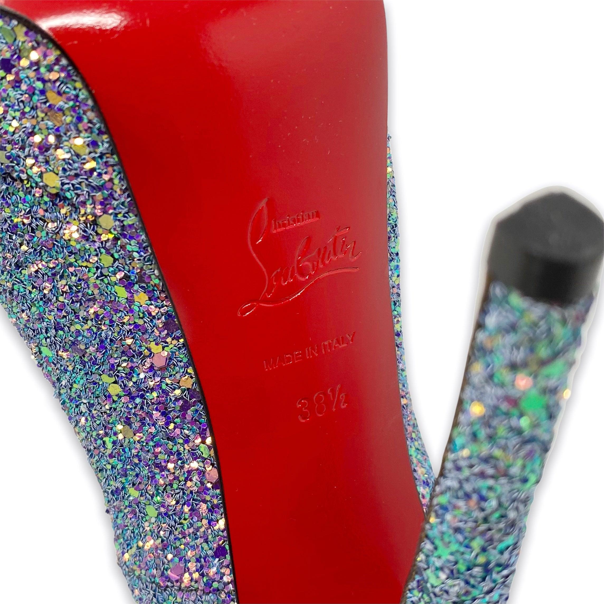 Christian Louboutin Dragonfly Glitter Lady Peep Pumps Size 38.5 - Luxury High Heels for Women, Perfect for Evening Parties, Weddings & Special Occasions