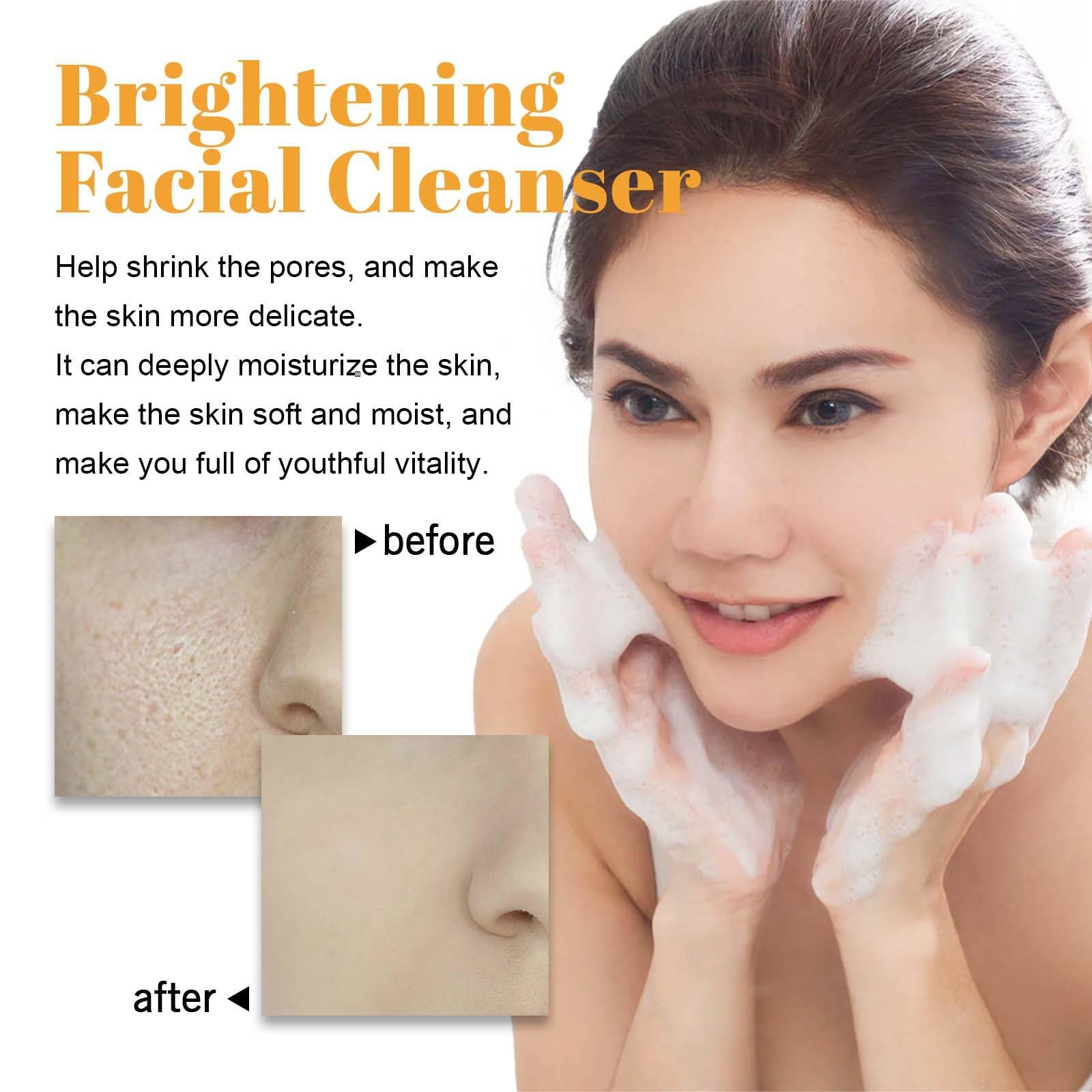 Turmeric Foaming Face Wash with Brush - Deep Cleansing & Moisturizing Glow Cleanser for Acne, Dark Spots & Brightening | Daily Skincare Routine for Oily & Combination Skin