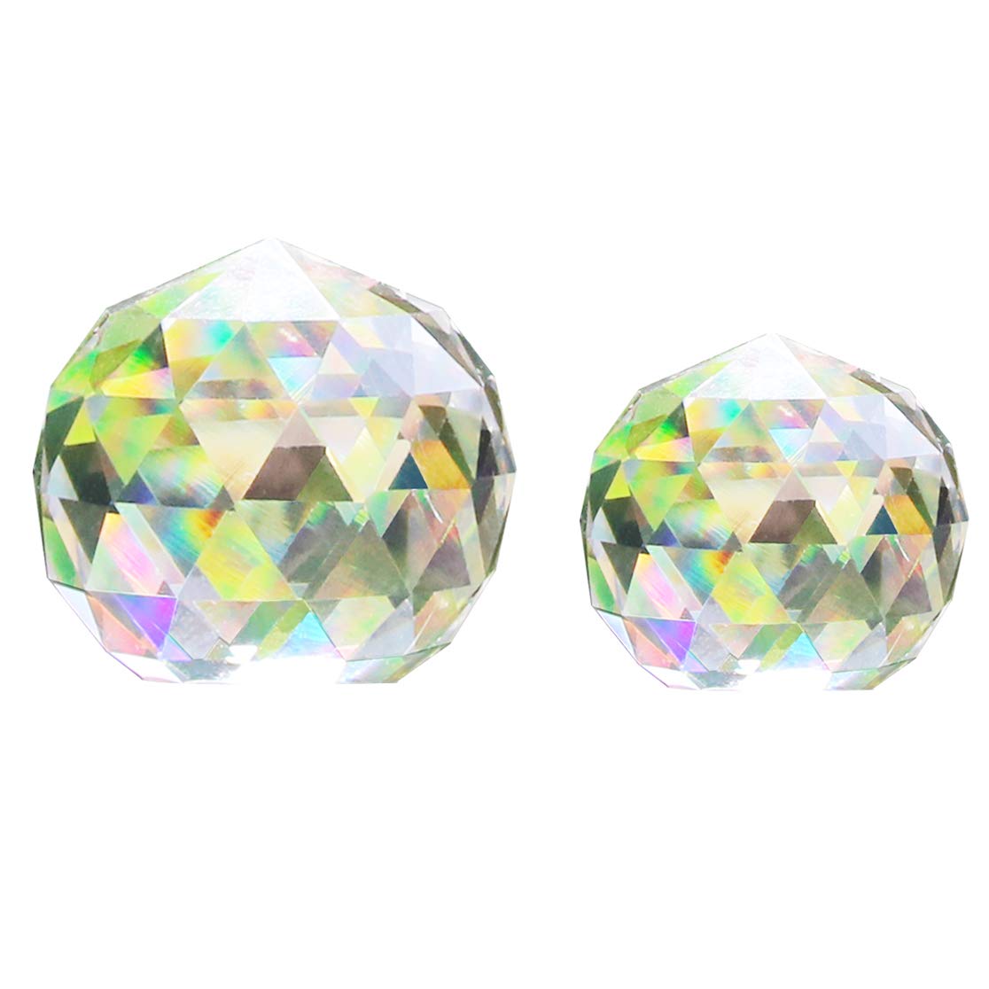 2 Pack Clear Crystal Ball Prism Window Rainbow Maker - 80mm & 60mm Feng Shui Sun Catchers for Home Decor, Meditation & Positive Energy, Creates Beautiful Rainbows in Rooms, Gardens & Windows
