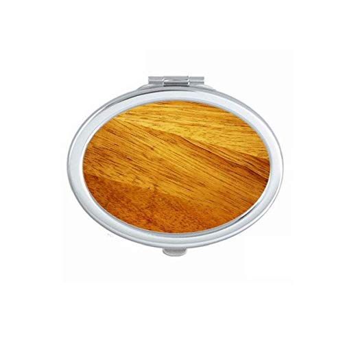 DIYthinker Wooden Irregular Subtle Stripes Pattern Portable Folding Mirror - Double-Sided Handheld Makeup & Glasses Mirror for Travel, Home, and Office Use