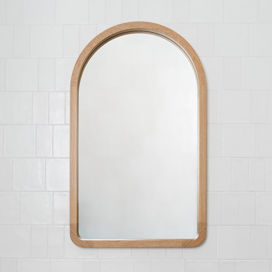Alura Arch Mirror 600 - American Oak Lighted Full-Length Floor Mirror for Bedroom Decor & Vanity Dressing Room