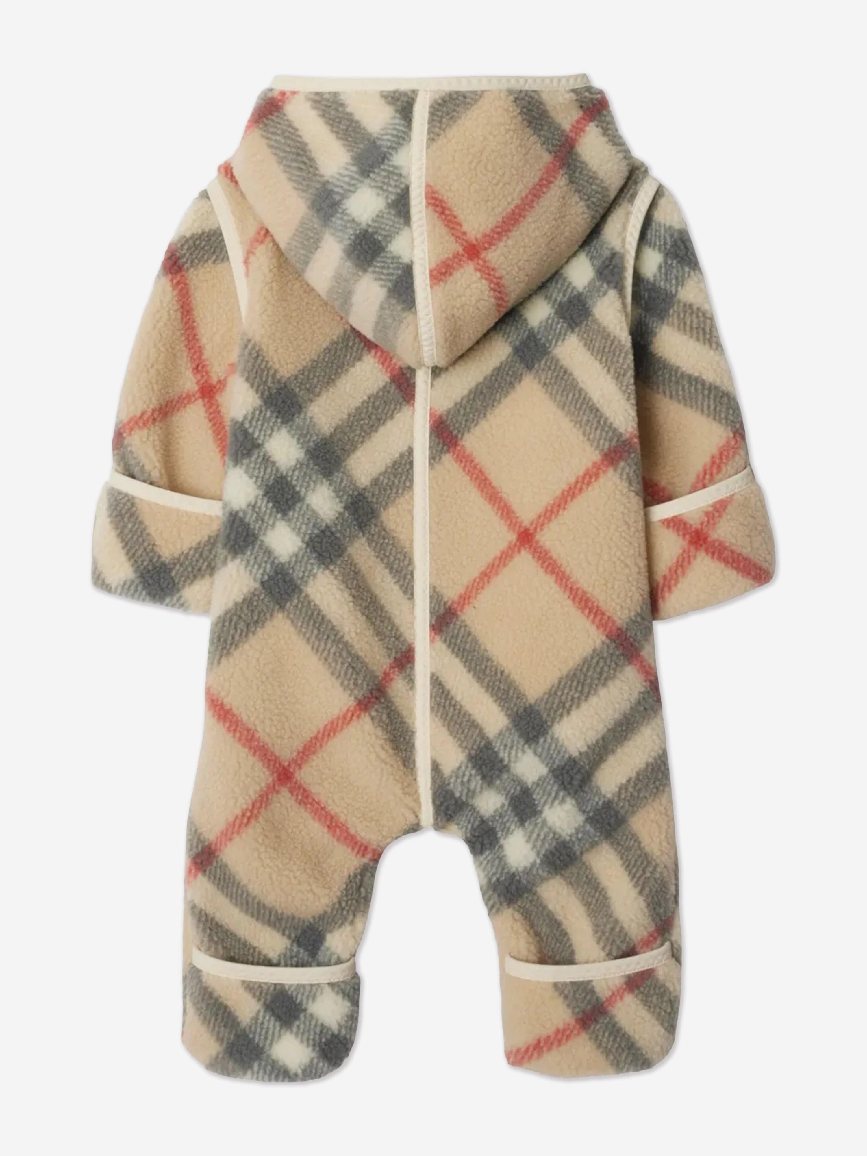 Baby Check Sandy Romper in Beige - Soft Cotton Infant Jumpsuit for Boys & Girls | Perfect for Playtime, Beach Outings & Photo Shoots