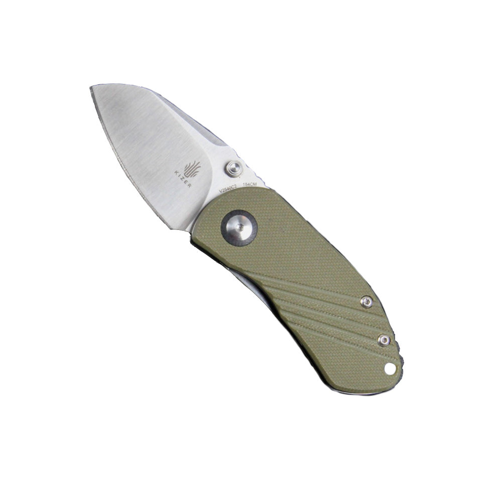 Kizer V2540C2 Contrail Folding Pocket Knife - Premium Green G-10 Handle, Razor Sharp Blade for Outdoor Camping, Hiking & EDC (Everyday Carry)