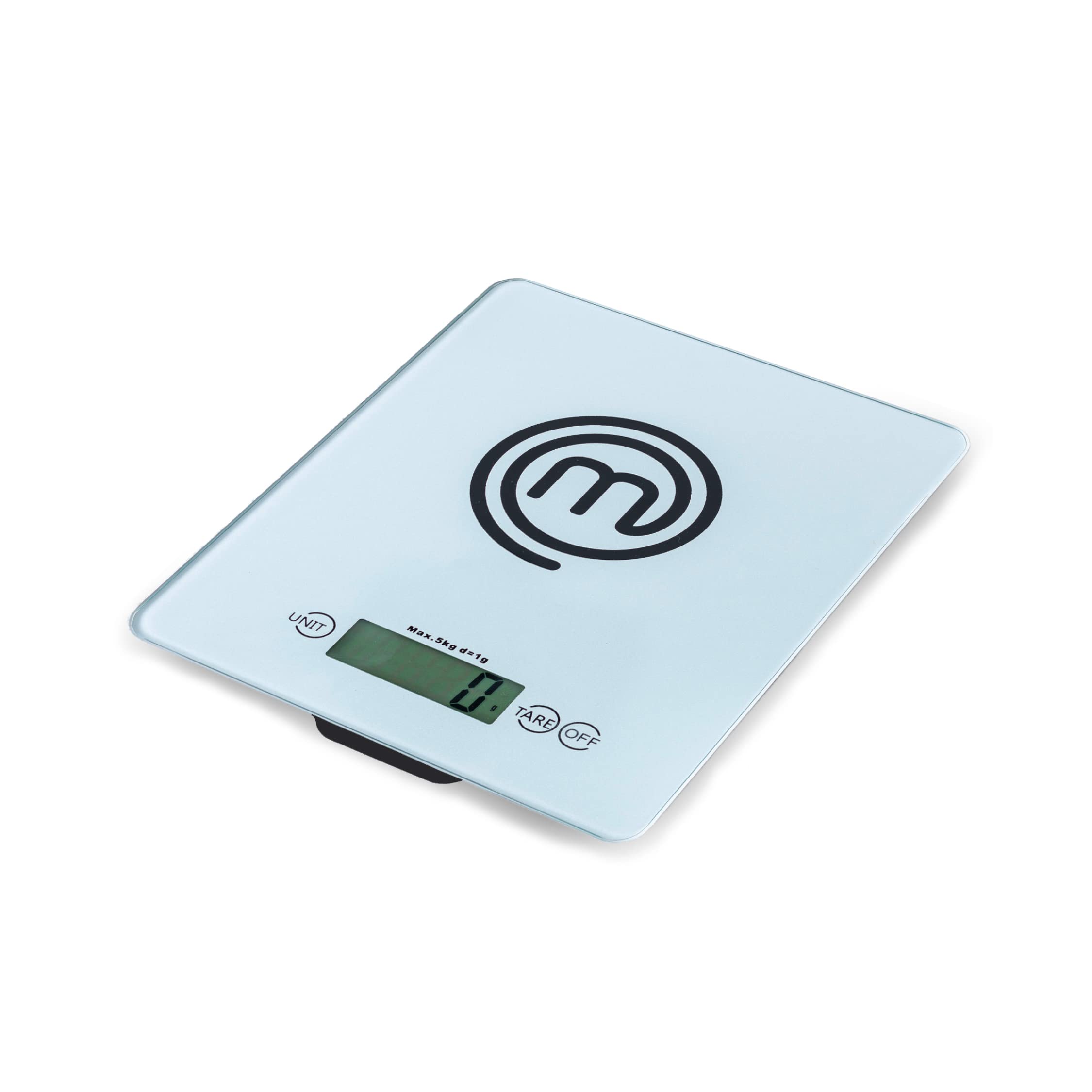MasterChef Digital Kitchen Scale - Precision Food Scale in Grams & Ounces with LCD Display, 0.1oz Accuracy, 11lb Capacity, Tempered Glass Platform - Perfect for Baking, Cooking, Meal Prep & Portion Control