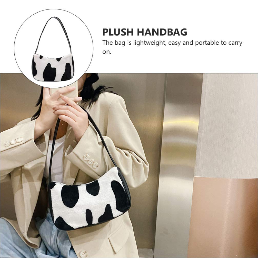 VALICLUD Women's Mini Shoulder Bag - Faux Fur Cow Print Crossbody Purse & Underarm Clutch for Daily Use, Parties, and Date Nights