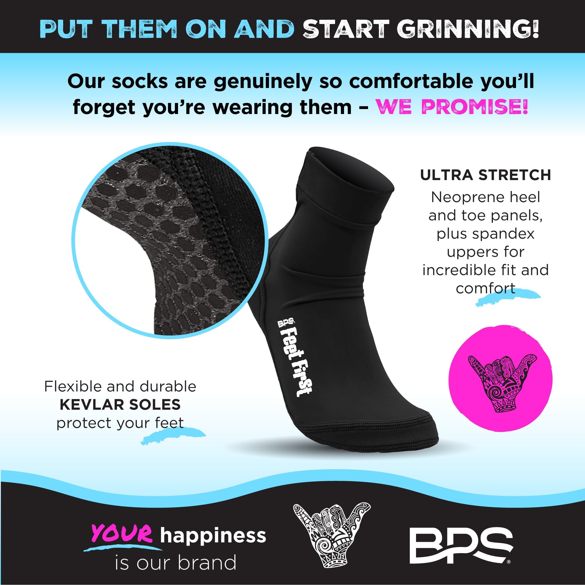 BPS New Zealand 'Feet First' Beach Volleyball & Soccer Sand Socks - Water Sports Footwear with Flexible Kevlar Soles for Men & Women - Perfect for Beach, Volleyball, Soccer, and Outdoor Activities