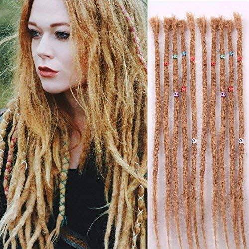 Handmade Human Hair Dreadlock Extensions - 10 Strands/Pack, 20 Inch Brown Crochet Braiding Hair for Locs & Protective Styles - Perfect for Boho, Festival, and Everyday Wear