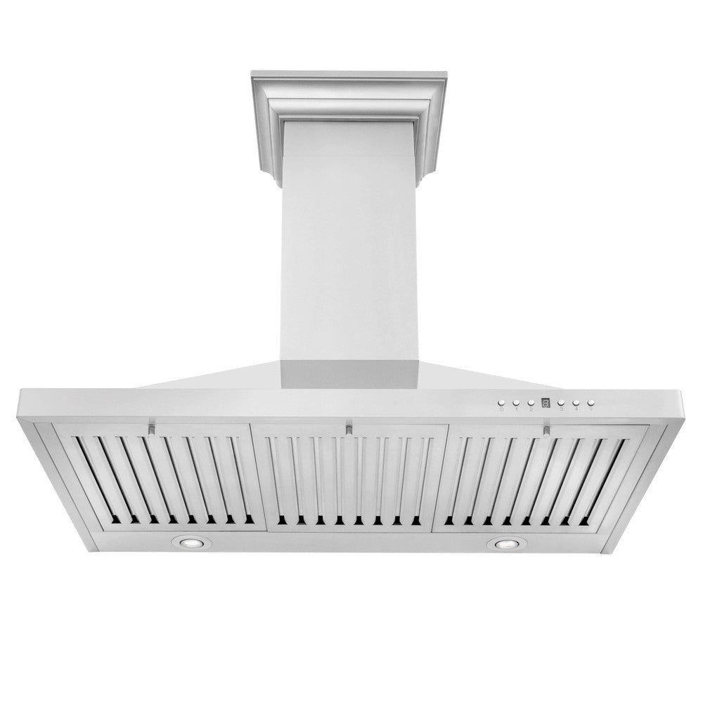 ZLINE Convertible Vent Wall Mount Range Hood - Stainless Steel with Crown Molding (KBCRN) | Powerful Kitchen Exhaust Fan for Smoke & Odor Removal | Perfect for Modern & Farmhouse Style Kitchens