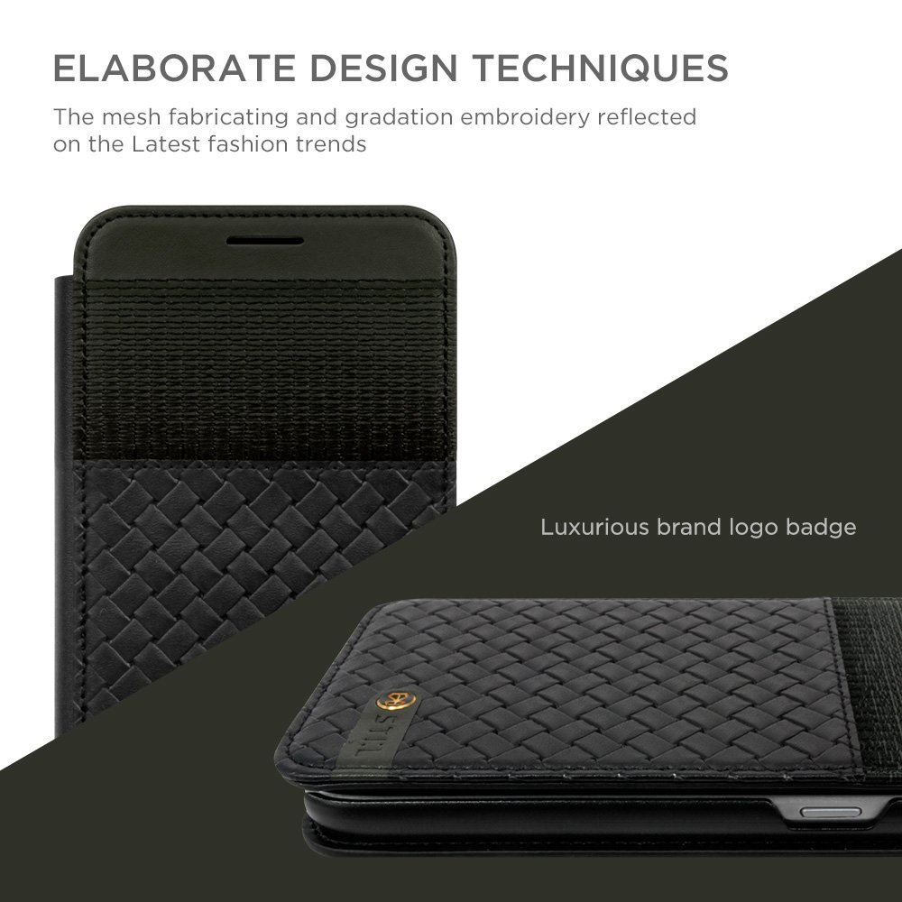 Premium Galaxy S7 Case - SPIGA Targa Series Black Leather Cover with Card Slots | Slim Protective Phone Case for Daily Use, Travel & Business Meetings