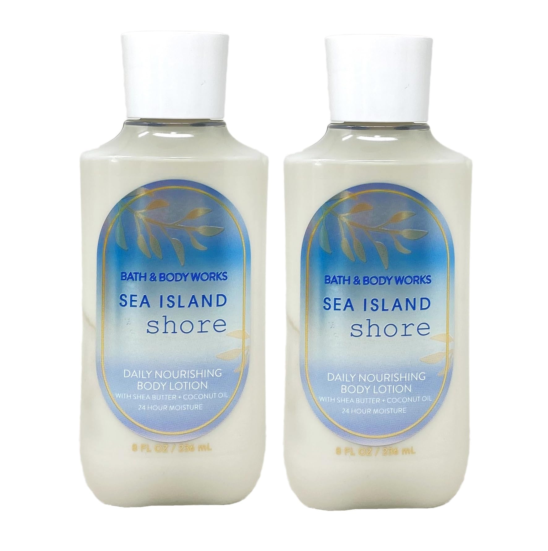 Bath & Body Works Sea Island Shore 2-Pack Daily Nourishing Body Lotion Bundle - Full Size Moisturizing Cream for Dry Skin - Perfect for Home, Office & Travel Use