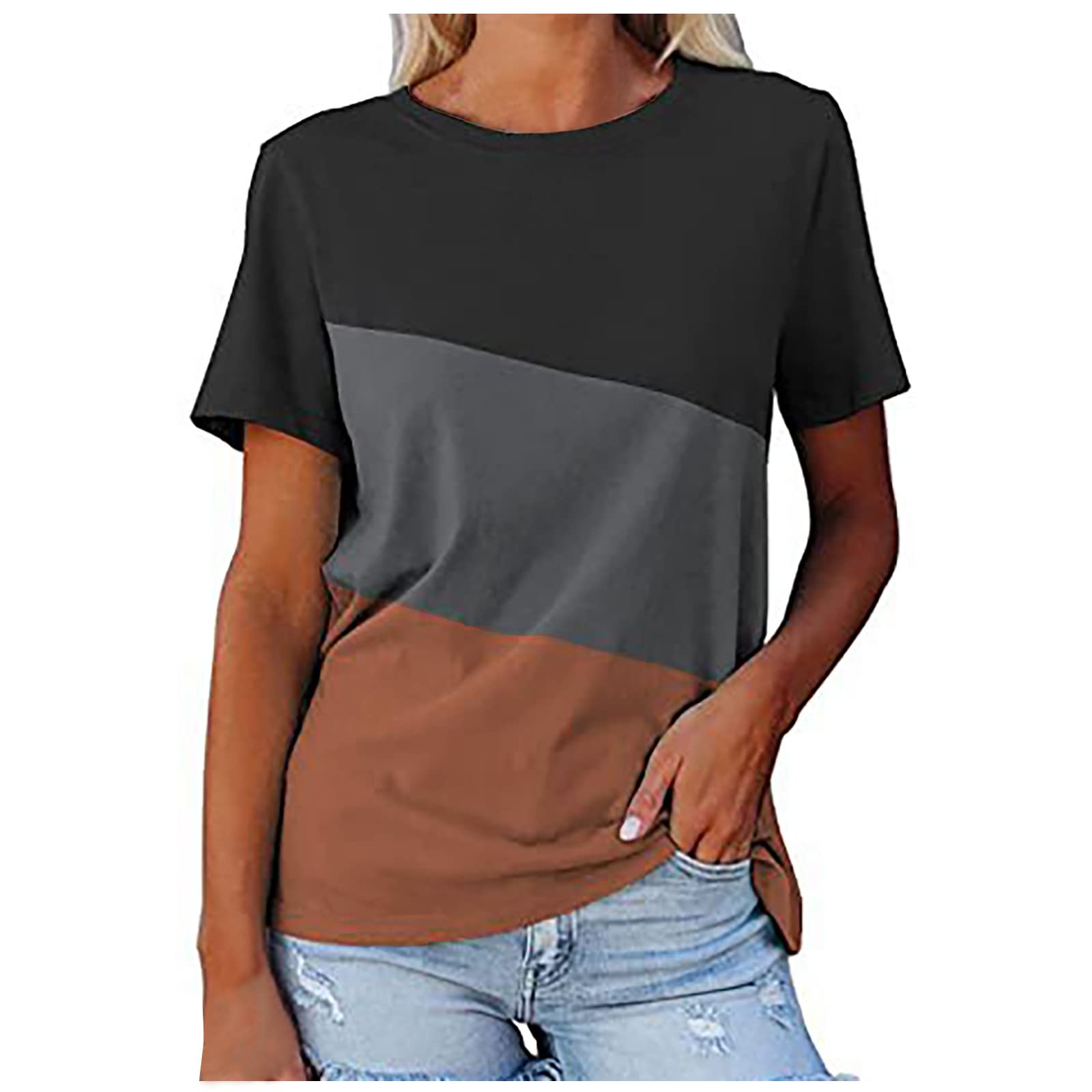Trendy Women's Summer Tops - Short Sleeve Crew Neck Tees for Casual Wear