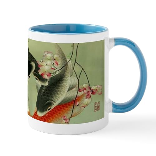 White/Blue Inside - Zen Japanese Koi Fish Mugs