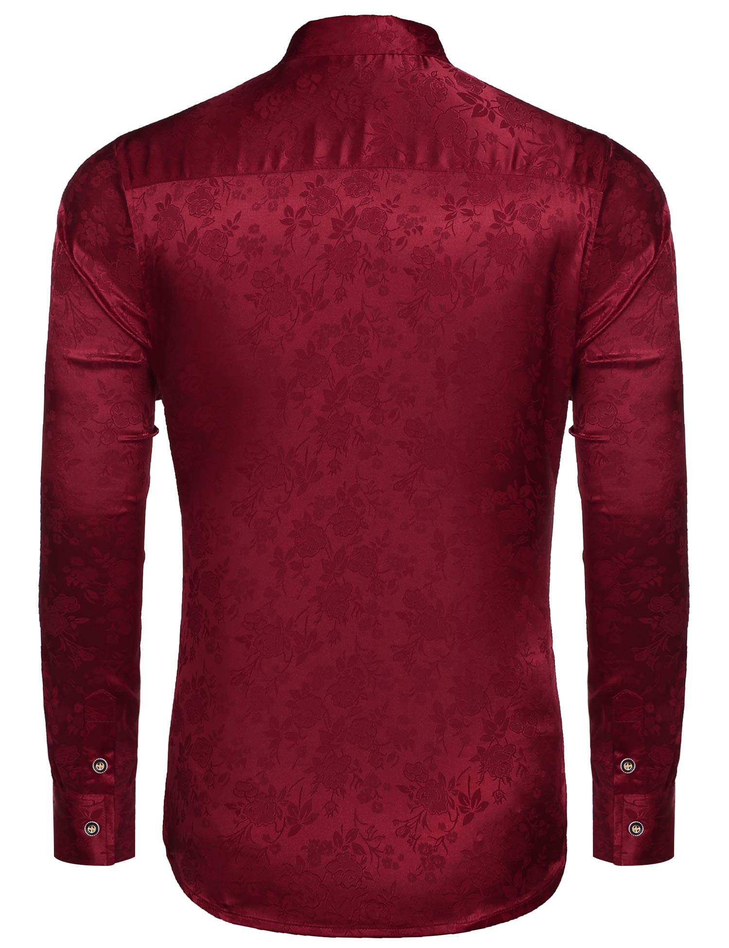 COOFANDY Men's Silk Satin Dress Shirt - Jacquard Long Sleeve Floral Button Up Shirt for Wedding, Prom, Party & Formal Occasions - Elegant Business & Evening Wear