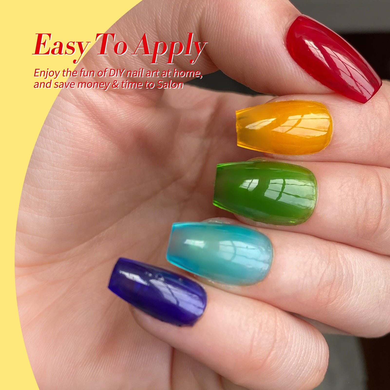 6 Colors Ice Jelly Gel Polish Set - 7ml Rainbow Gleam Nail Art Kit for DIY Manicure at Home or Salon