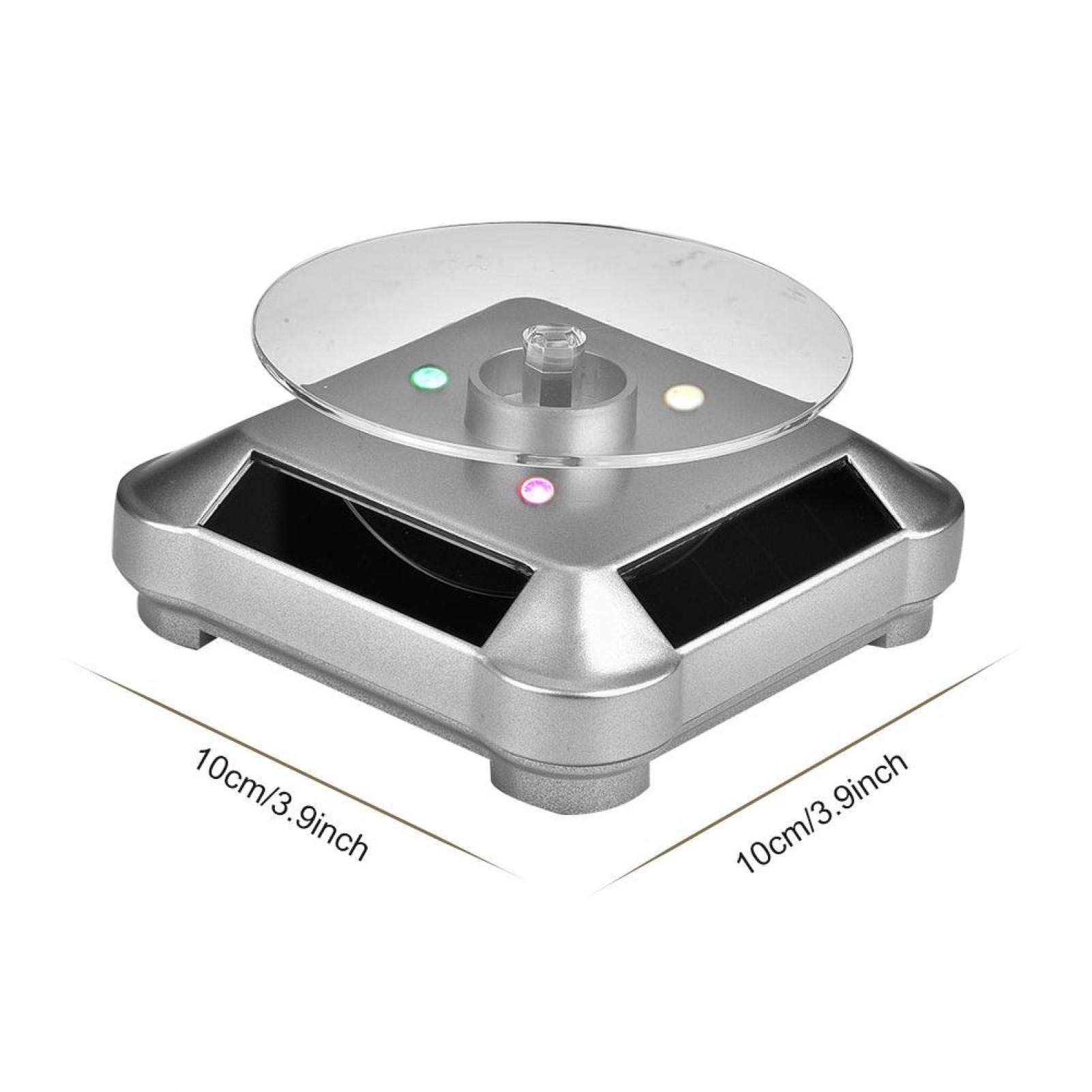Solar Powered 360° Rotating Display Stand - Battery Operated Turntable for Jewelry, Watches, Rings & Mobile Phones | Perfect for Store Displays, Trade Shows & Home Decor Showcase
