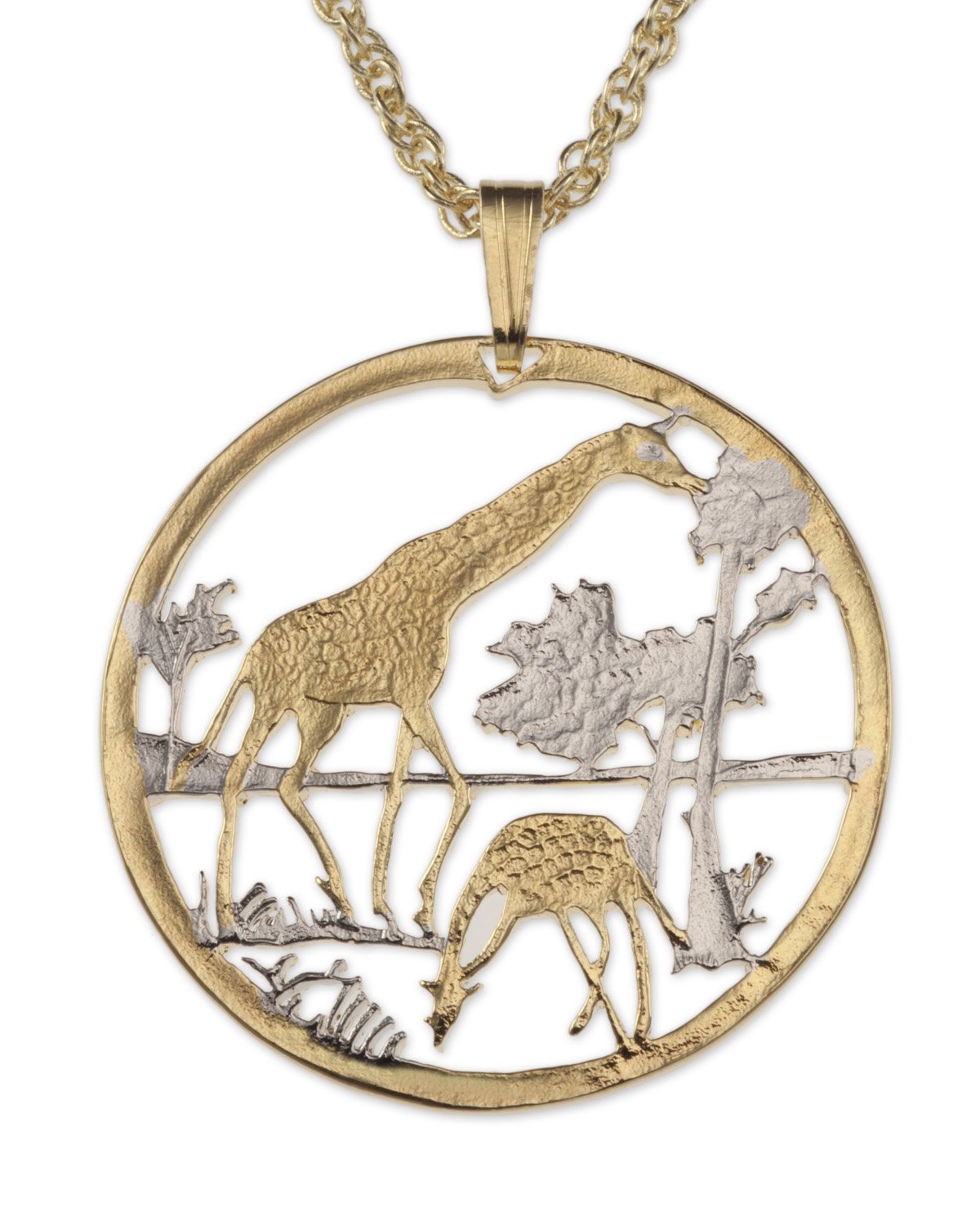 Handmade Mozambique Coin Giraffe Pendant Necklace - Unique African Animal Jewelry for Women, Gift for Her, Birthday & Anniversary Present