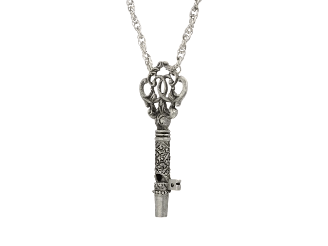 Antiqued Key Whistle Pendant Necklace - Vintage 1928 Jewelry with 30