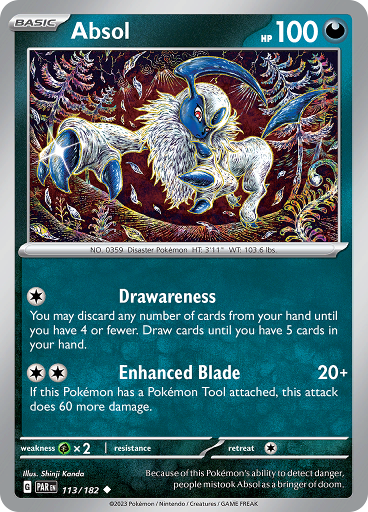 Absol (113/182) Pokemon Card - Scarlet & Violet: Paradox Rift - Rare Trading Card for Collectors & Battles