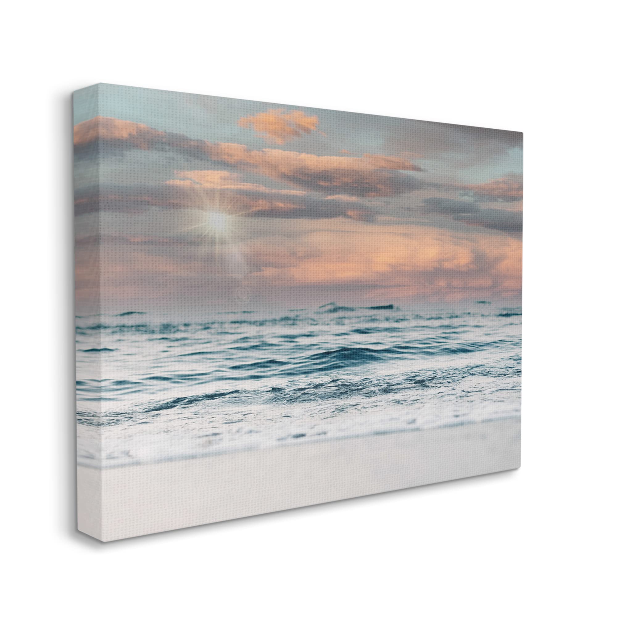 Stupell Industries Cloudy Morning Red Sky Beach Horizon Canvas Wall Art - Designed by Tara Moss - Perfect for Living Room, Bedroom & Office Decor