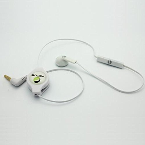 Retractable Mono Earphone with Mic - 3.5mm Hands-Free Headset for Samsung Galaxy Tab A 10.1 (2019) - Perfect for Driving, Gaming & Office Calls
