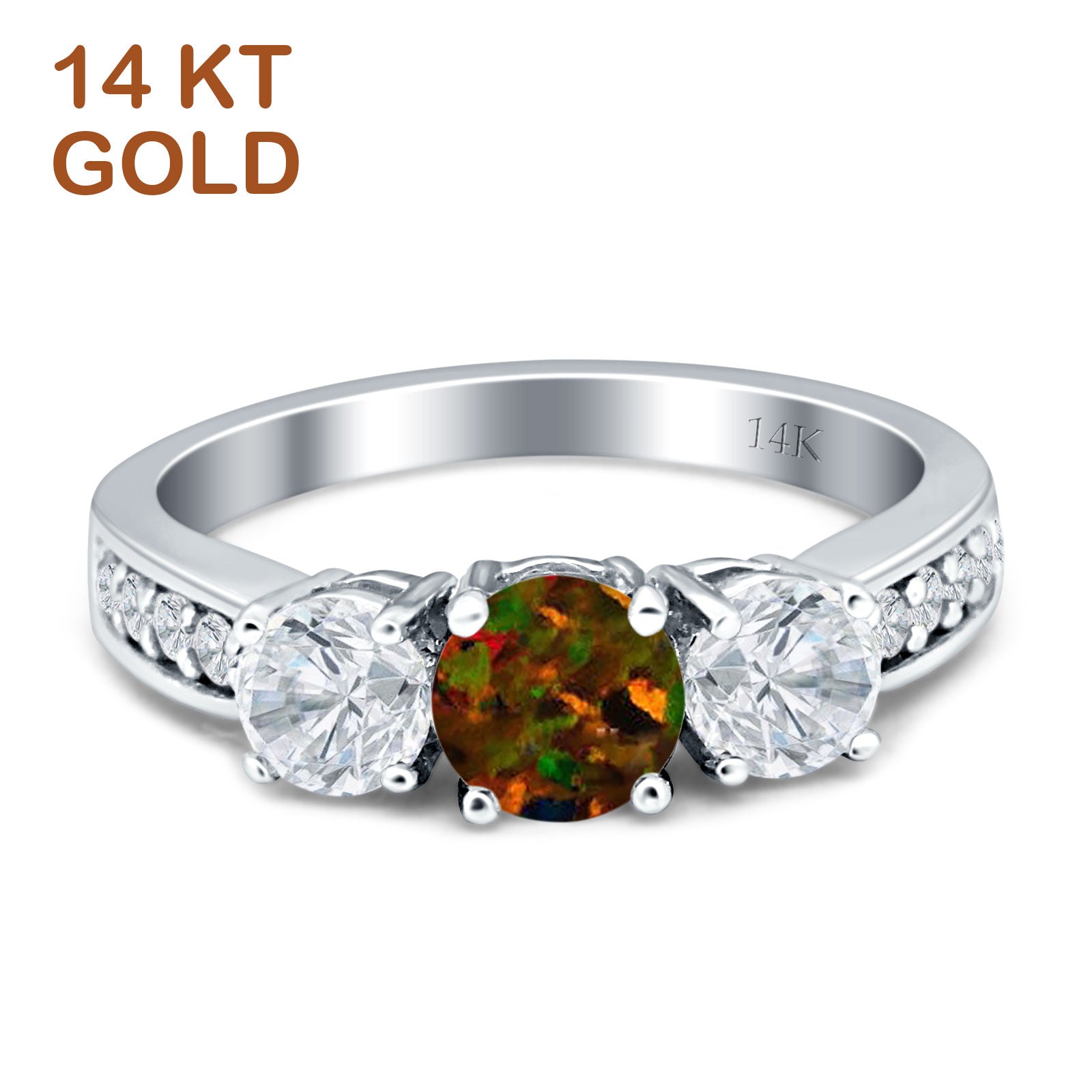 Lab Created Black Opal 14K Yellow Gold