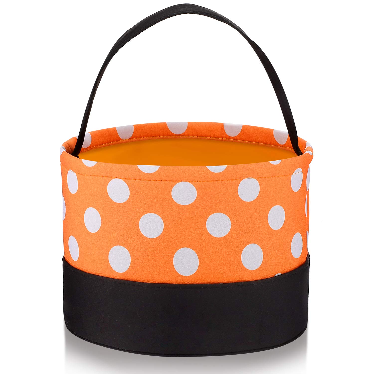 Halloween Candy Bags - Orange & Black Polka Dot Tote Bags for Trick or Treat, Halloween Party Favors & Supplies - Perfect for Kids Halloween Parties, Trick-or-Treating & Halloween Decorations