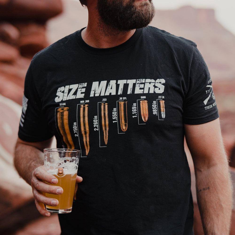 Size Matters T-Shirt for Men & Women - Comfortable Black Cotton Tee - Perfect for Casual Wear, Gym, and Everyday Outfits