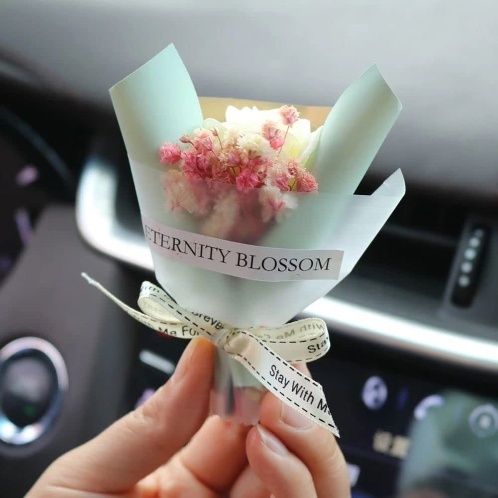 Mini Dried Flowers Bouquet for Car Air Vent Clips - Natural Car Air Freshener & Decorative Vent Accessories (Set of 3) - Perfect for Home, Office, and Car Interior Decor