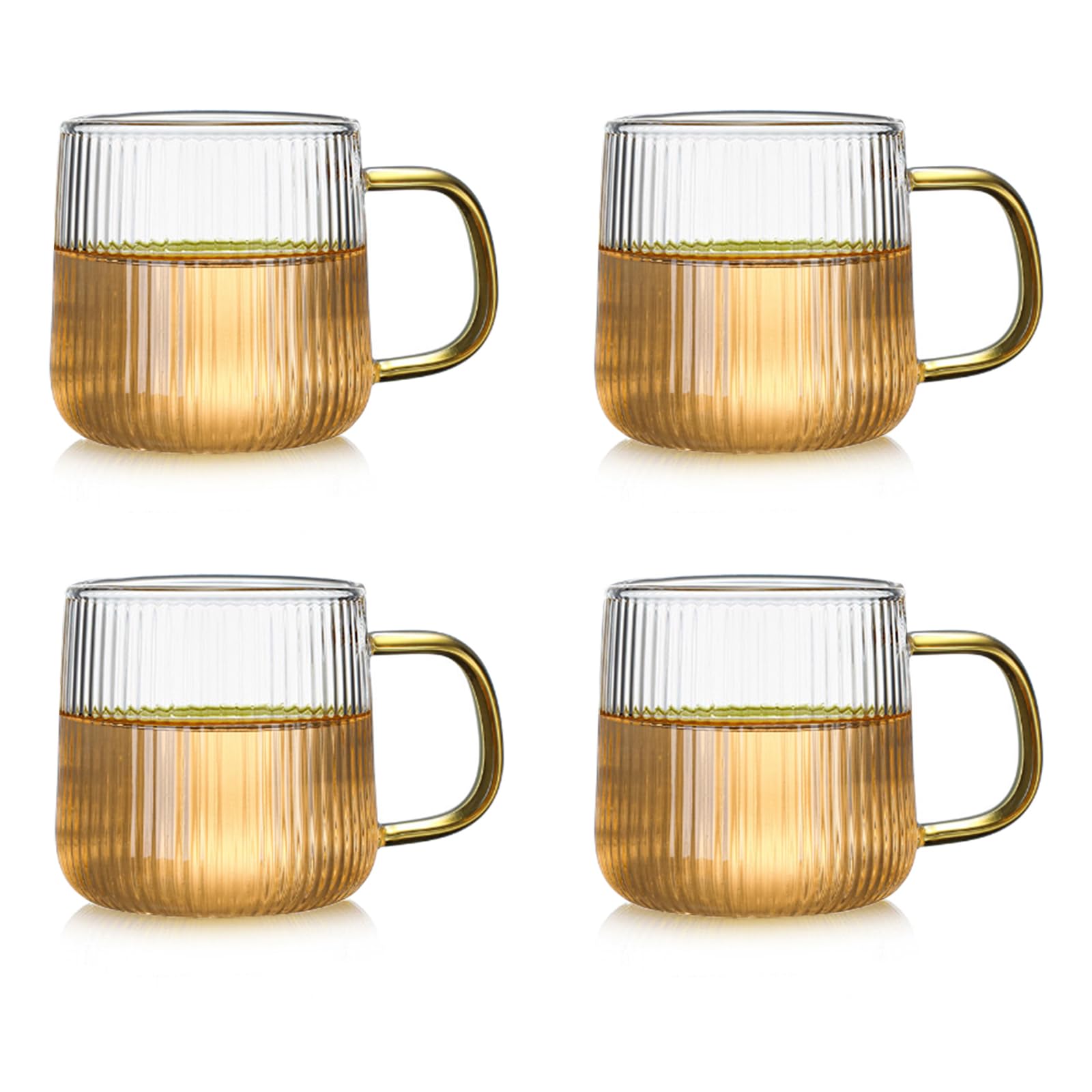4-Piece Glass Coffee Cup Set with Handle - Perfect for Iced Coffee & Tea Bar