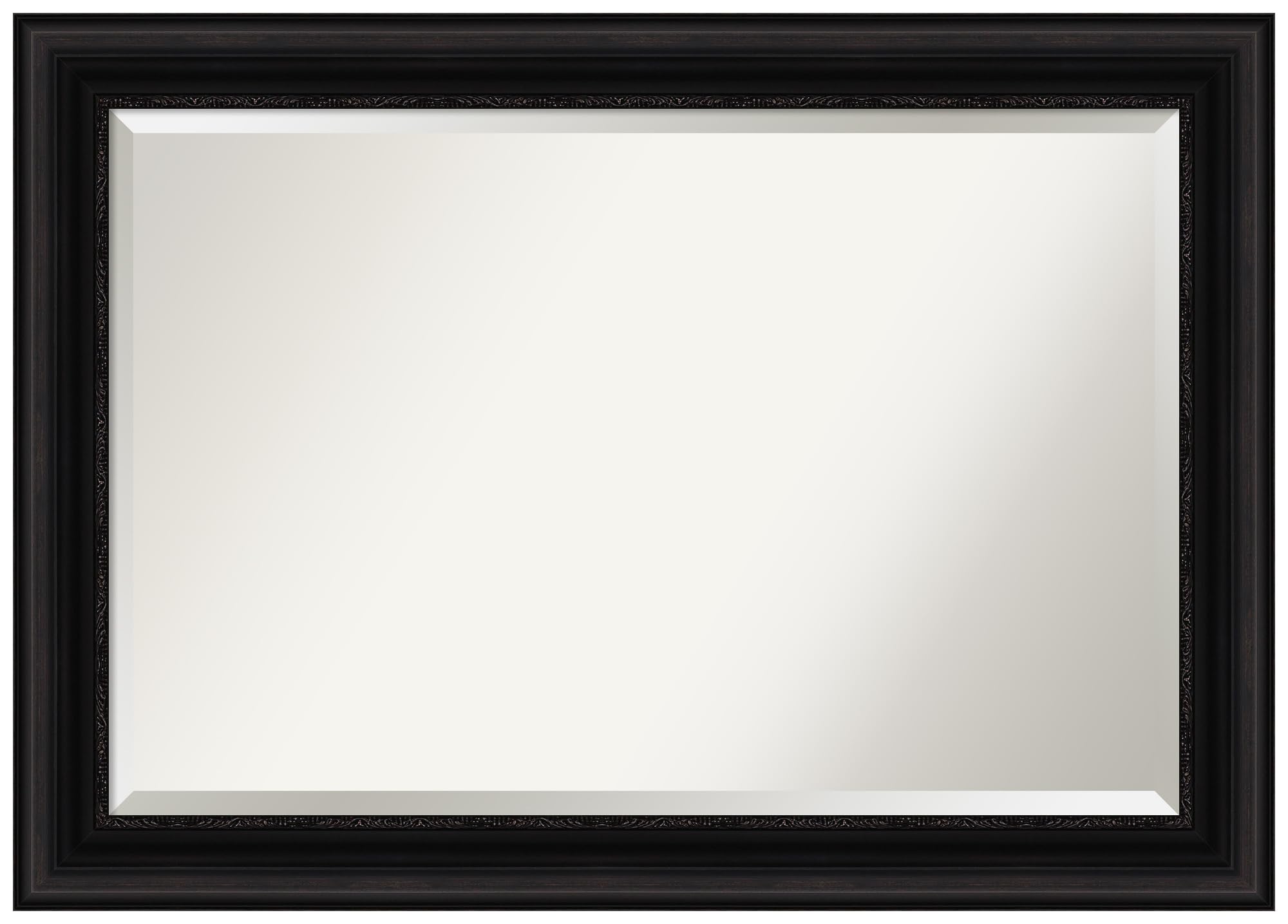 Amanti Art 30x42 Inch Black Rectangle Wall Mirror with Beveled Edge - Traditional Frame for Bathroom, Living Room & Parlor Decor - Hangs Horizontally or Vertically - Perfect for Vanity, Entryway & Bedroom Decoration