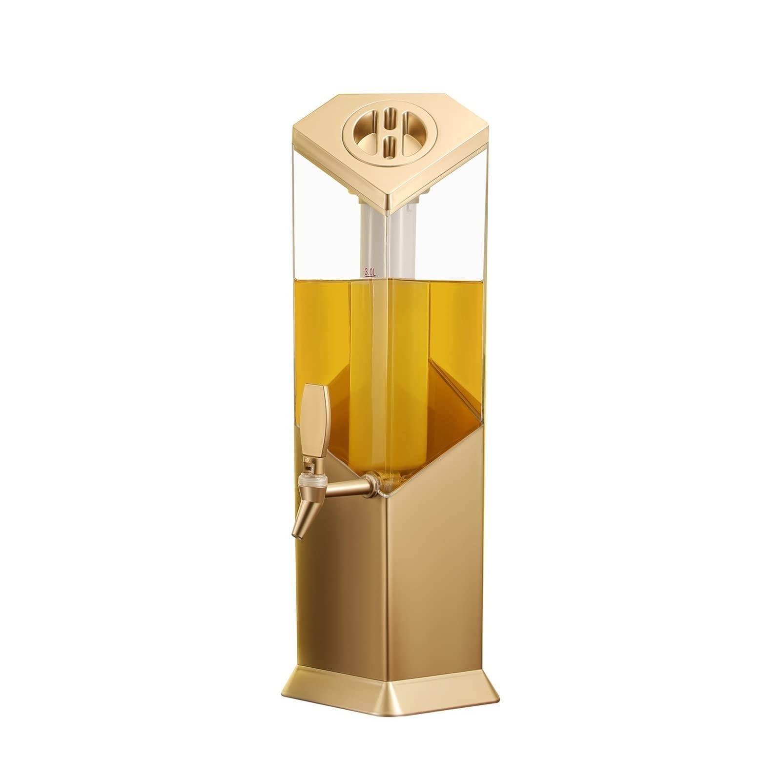 Champagne Gold 3L Beer Tower Dispenser with Faucet - Commercial & Home Use LED Luminous Draft Beer Dispenser for Parties, Bars, Restaurants - Perfect for Serving Beer, Soda & Beverages at Events, Gatherings & Home Entertaining