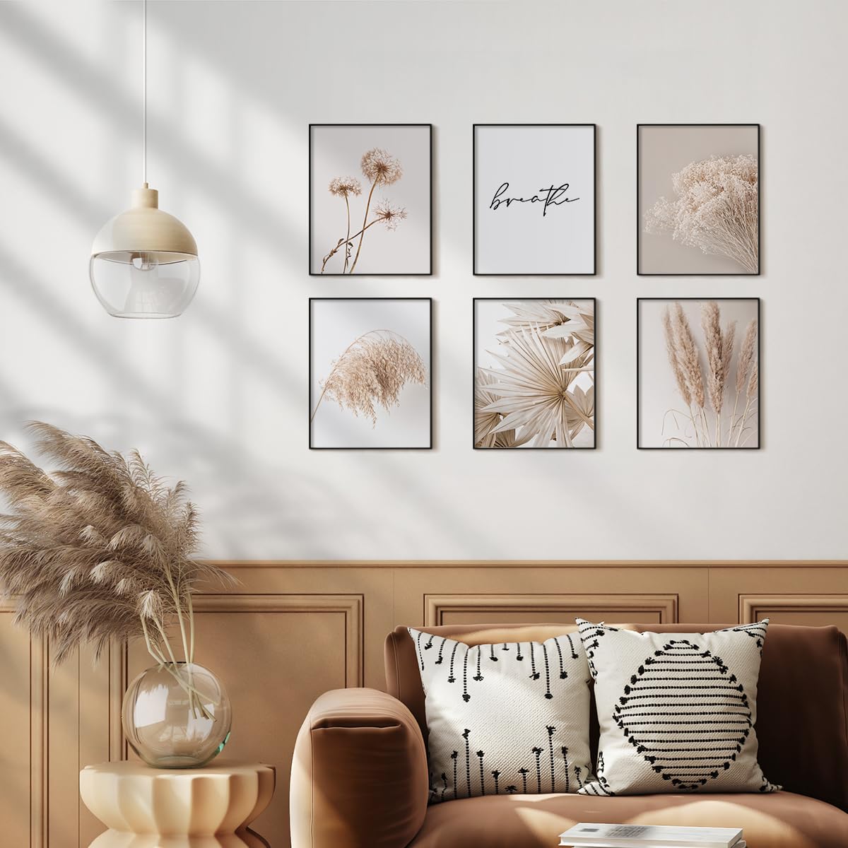 Set of 6 Nature Wall Decor Prints - 8x10in Botanical Wall Art in Beige & Sage Green | Aesthetic Room Decor for Bedroom & Living Room | Unframed Botanical Posters for Home, Office & Nursery Decor