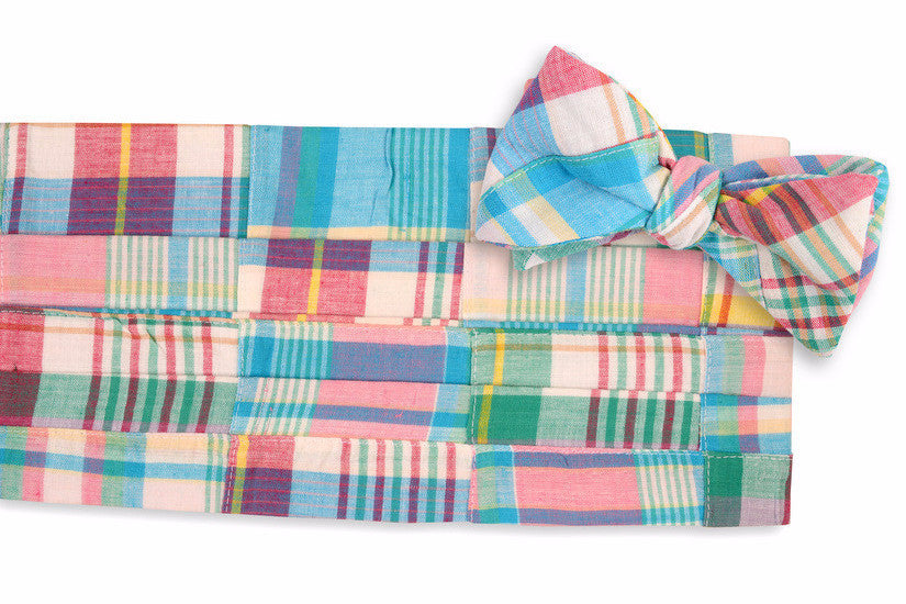 Mulligan Madras Cummerbund Set for Men - Premium Tartan Waistcoat & Bow Tie Set - Perfect for Weddings, Prom & Formal Events
