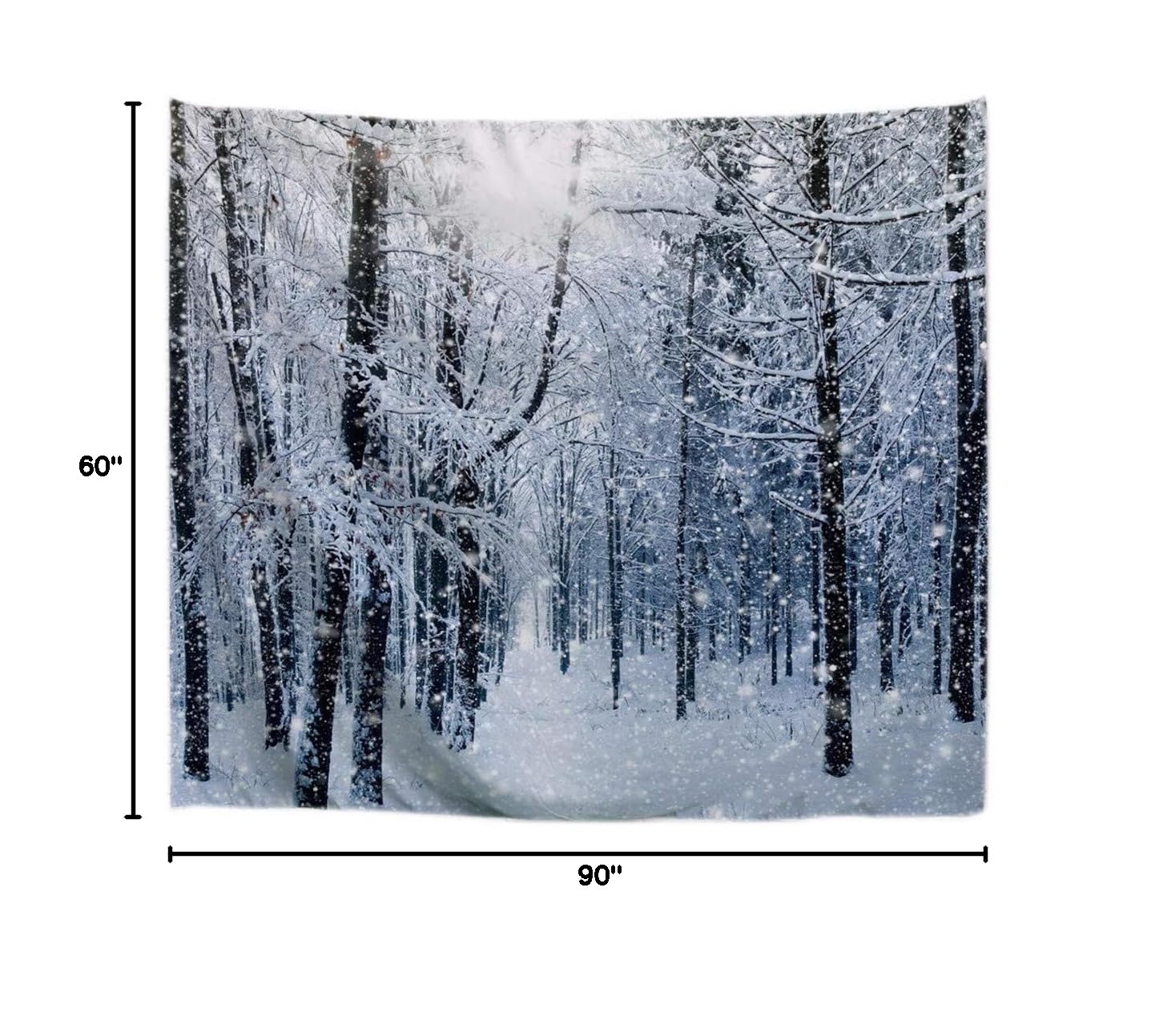 Winter Snowy Forest Landscape Tapestry - White Hoarfrost Trees Nature Scenery Print Wall Hanging & Window Curtain for Home Decor | Perfect for Living Room, Bedroom, or Dorm