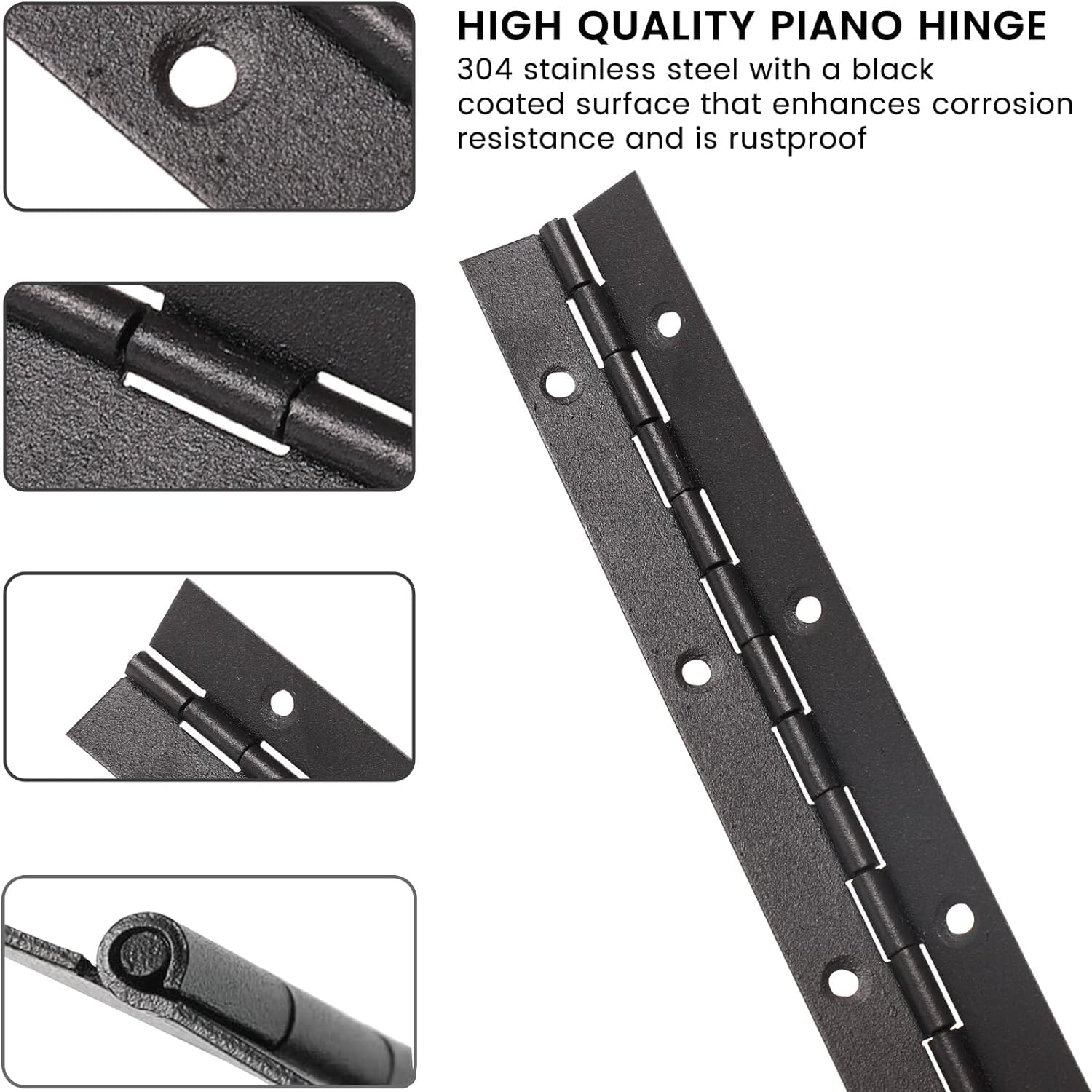 2PCS Heavy Duty 304 Stainless Steel Piano Hinge - 8 Inch Continuous Hinge with 16 Screws (0.05