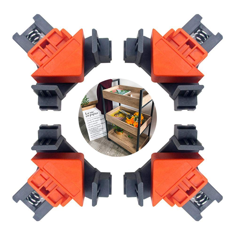 90 Degree Angle Clamps - 4PCS Adjustable Spring Loaded Right Corner Clamps for Woodworking, Cabinet Making, Picture Framing & Welding - Perfect for DIY Projects, Home Improvement & Professional Carpentry Work