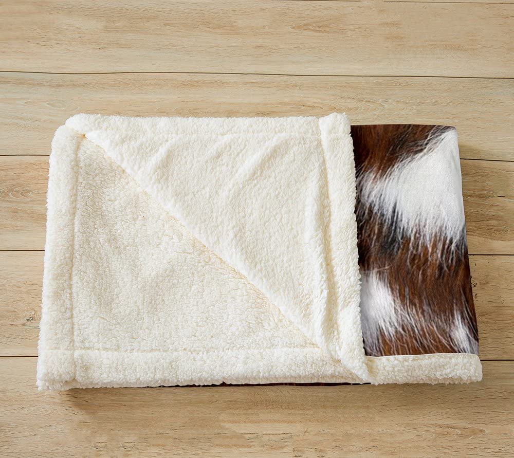 Soft Warm Fleece Cowhide Printed Throw Blanket 30